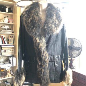 Luxury Leather Fur Coat